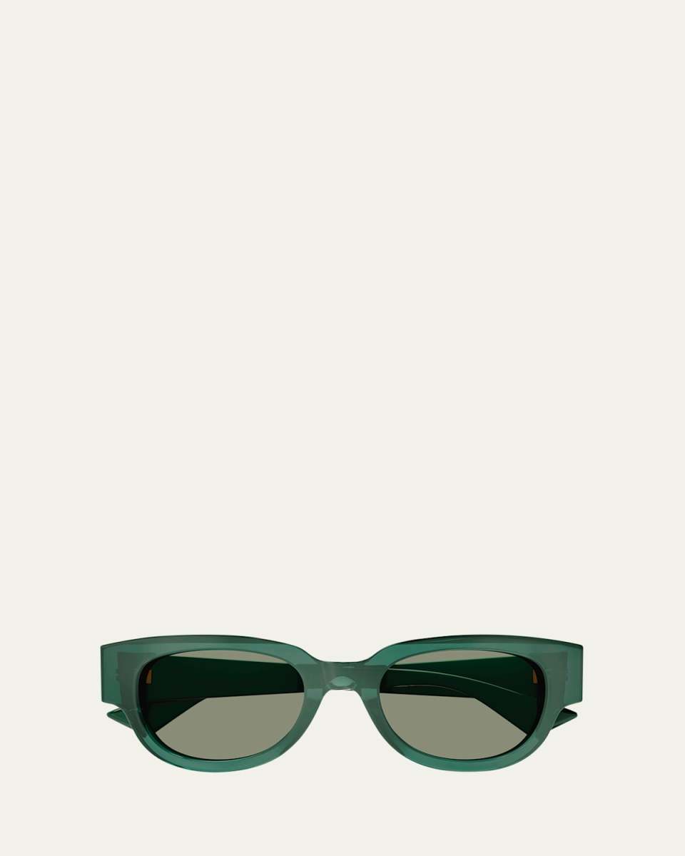 Engraved Logo Acetate Cat-Eye Sunglasses